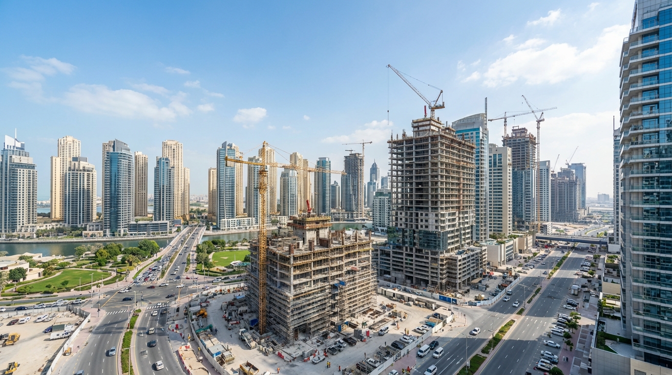 ドバイの大規模開発エリアと建設中・完成済みの高層ビル群