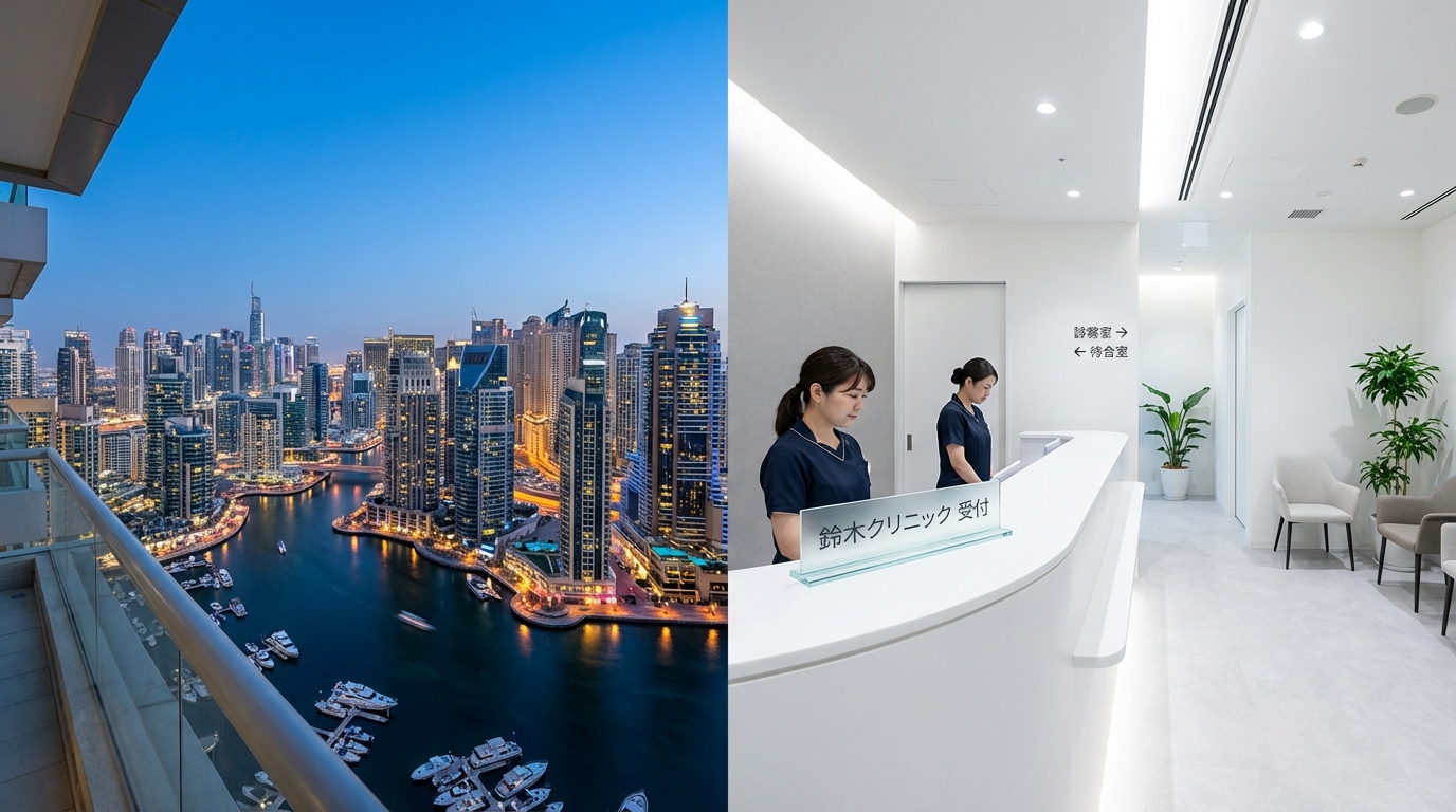 ドバイの日本語対応医療施設の受付エリア