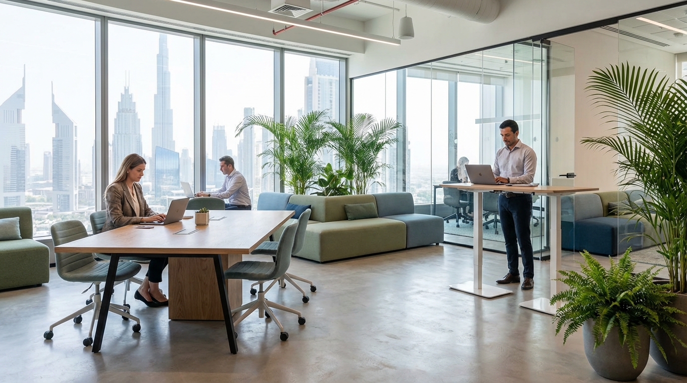 IFZAのフレキシブルオフィスイメージ - コワーキングスペースでのビジネスパーソン