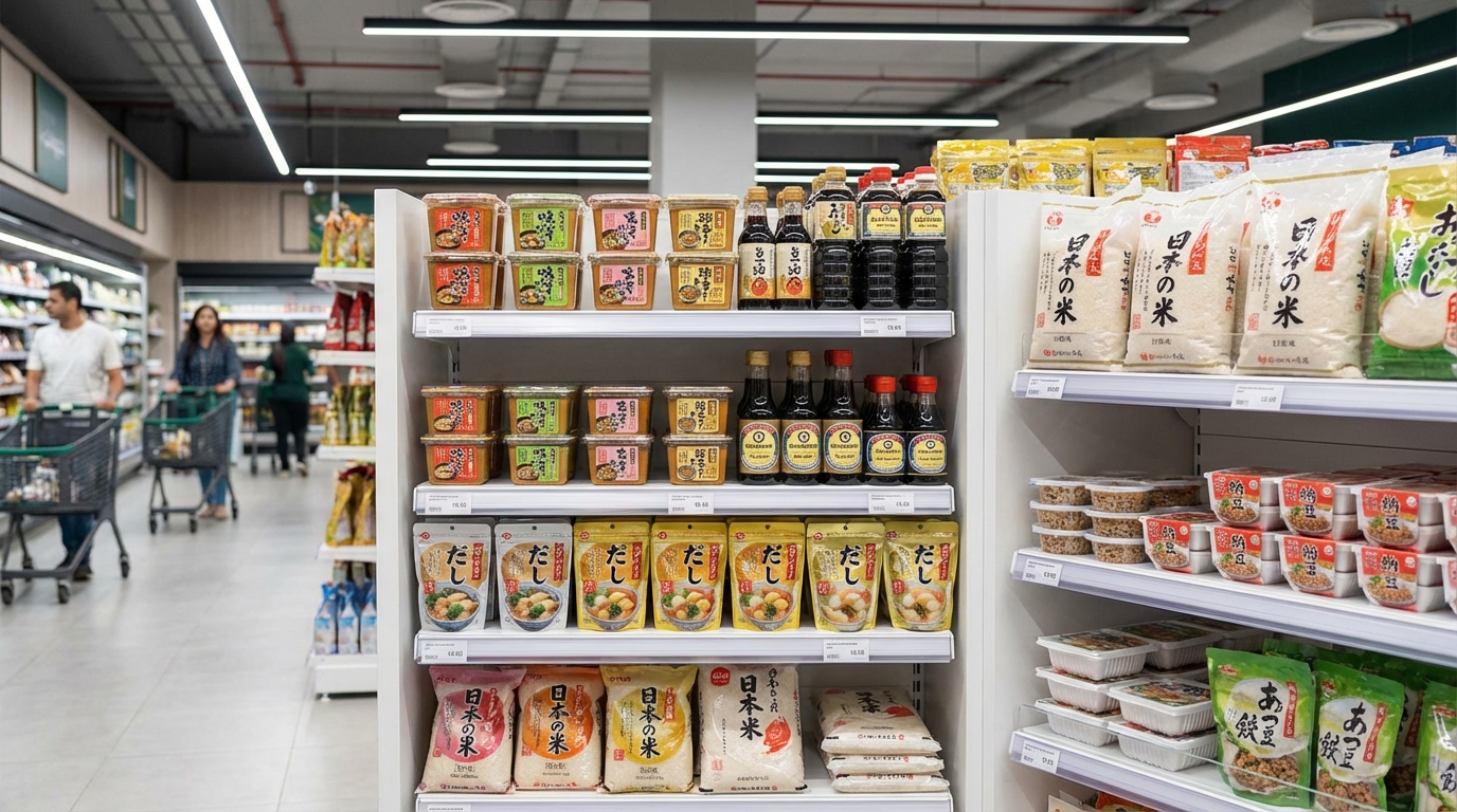 ドバイのスーパーマーケットの日本食材コーナー