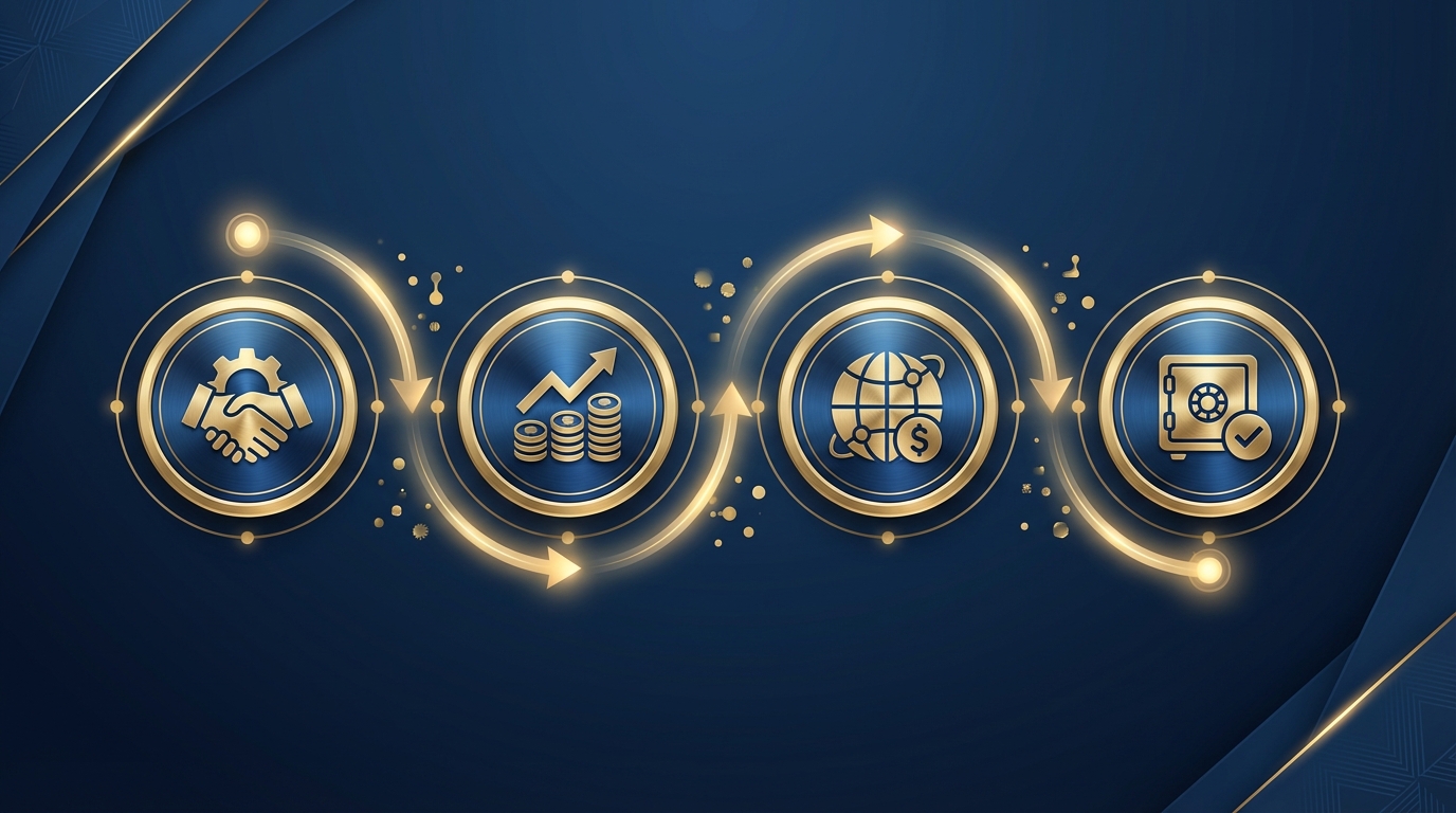 銀行口座開設の申請から完了までのタイムラインフロー