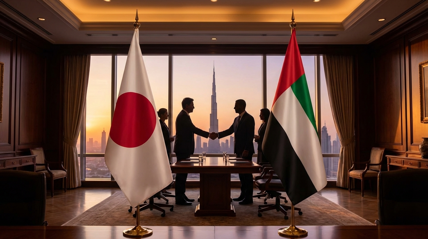 日本とUAEの国際ビジネス関係を示すイメージ