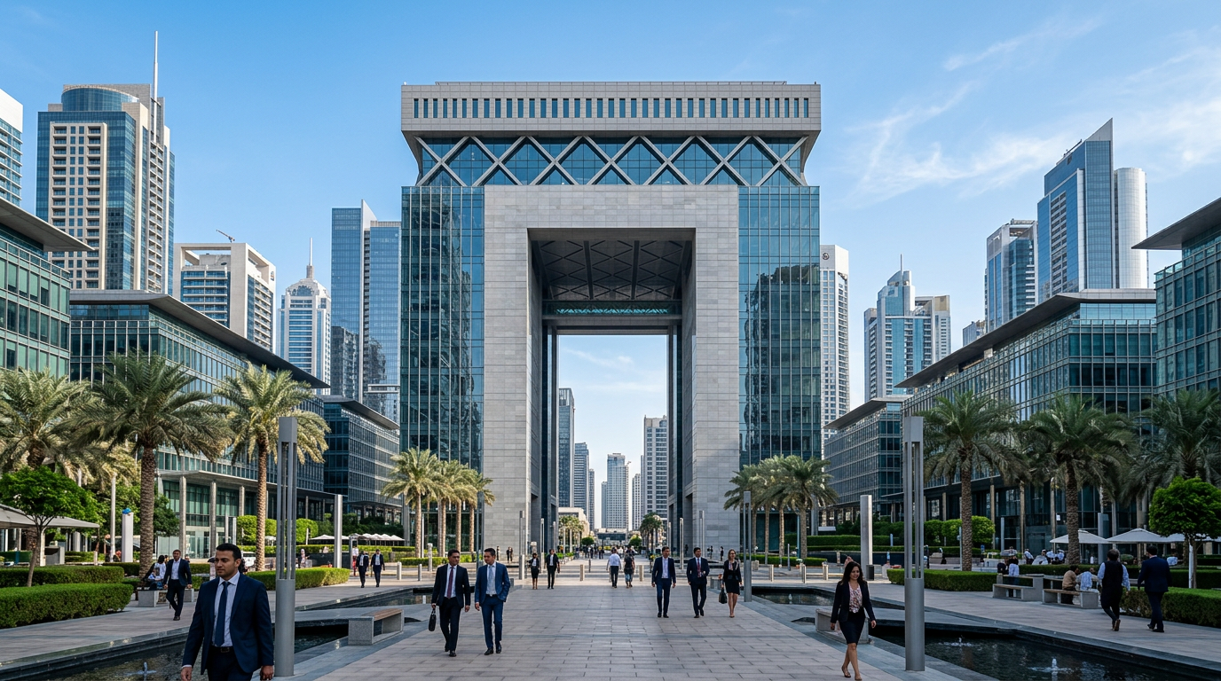 ドバイDIFC（国際金融センター）のゲートビルディング正面
